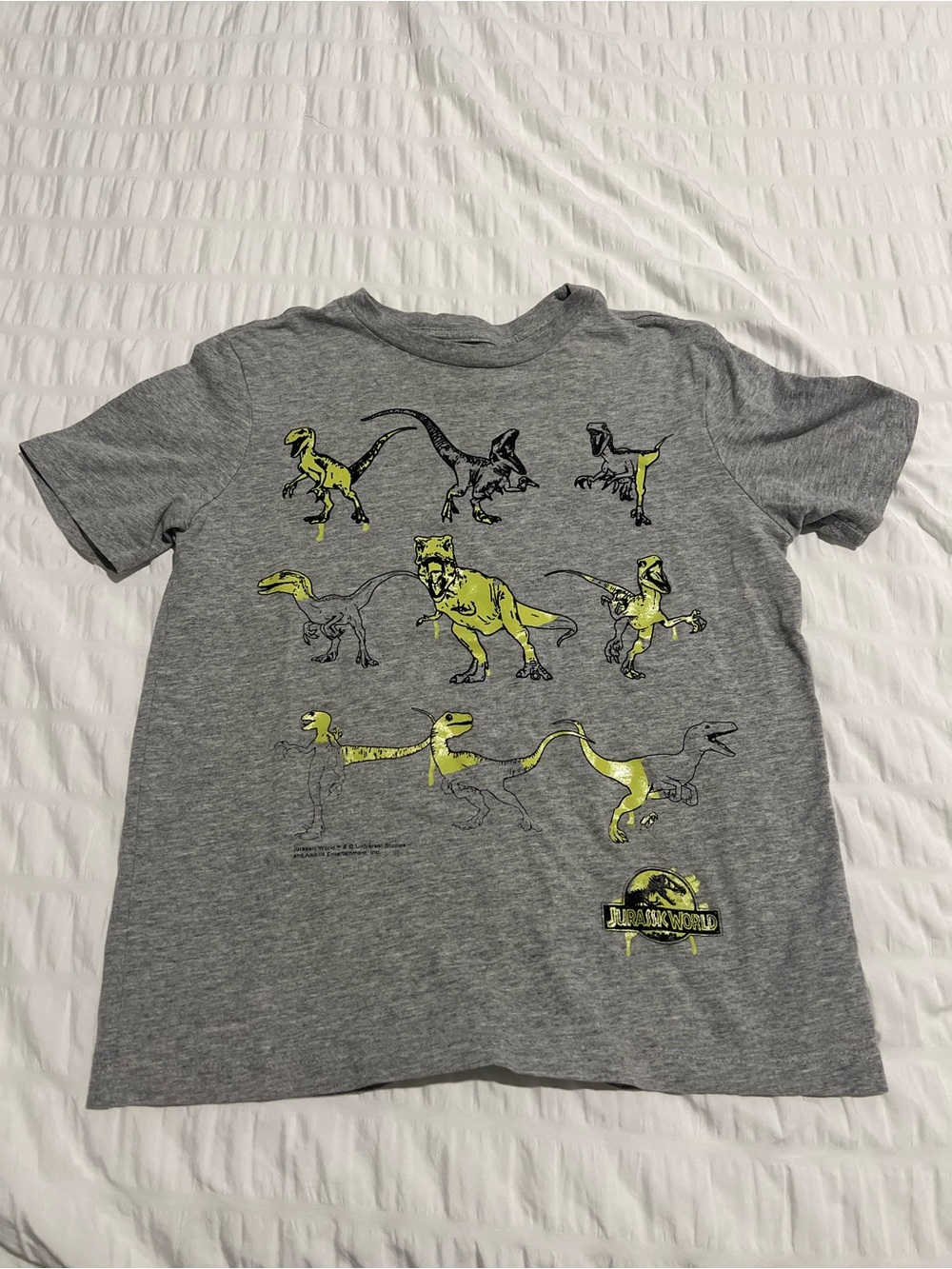 GAP Grey Short-Sleeve Dinosaur Tee with Yellow Accents